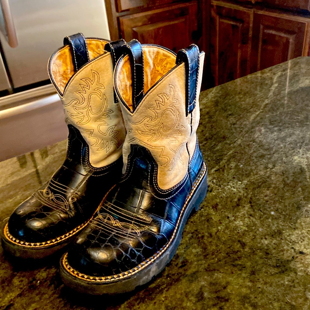 Ariat fatbaby croc black and tan 7B